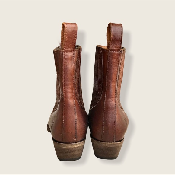 Frye Sacha Chelsea Cognac Leather Ankle Booties - Picture 14 of 16